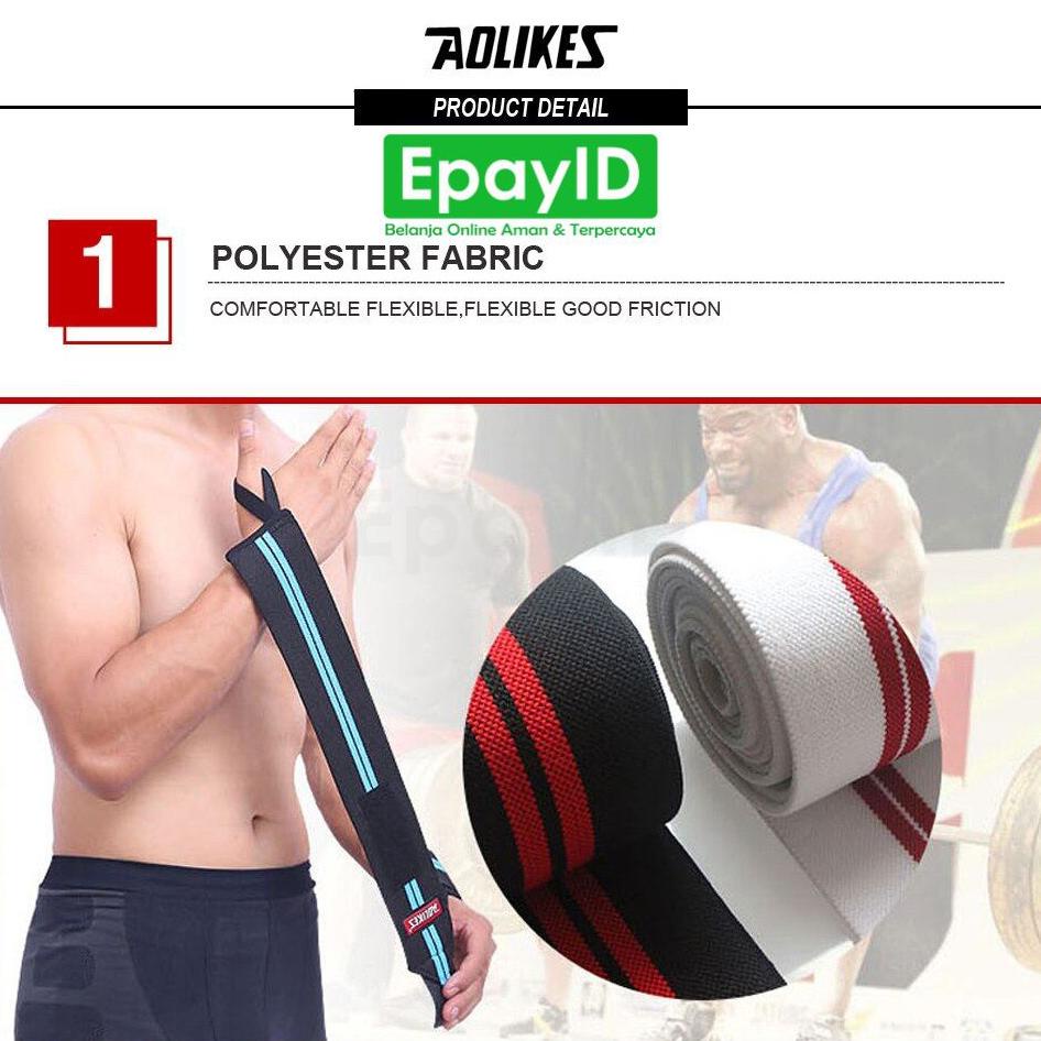 Promo Aolikes Deker Pergelangan Tangan A1538 Set Wrist Band 50Cm Pelindung Workout Elastis Adjustable Strap Support Kyx