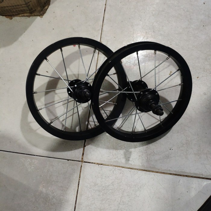 Terlaris Wheelset 12 Inch Rims/Velg Sepeda 12 Velg Alloy Depan&Belakang 1Pasang