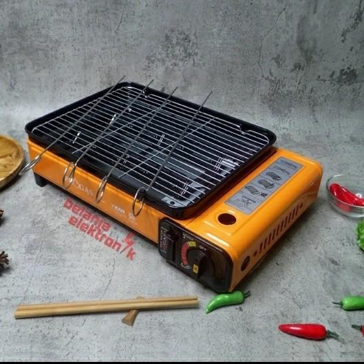 KOMPOR PROGAS PORTABLE SERBAGUNA DOUBLE PANGGANGAN BBQ DAN SATE