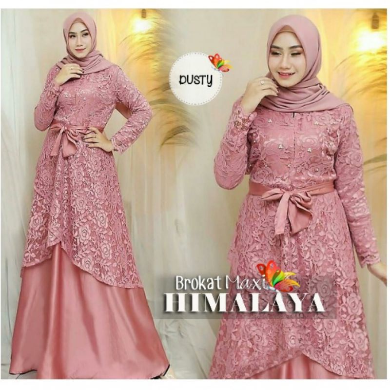 GAMIS MAXY HIMALAYA KOMBI BRUKAT MAXI DRESS -  PAKAIAN WANITA CASUAL KERJA - PAKAIAN WANITA VIRAL & 