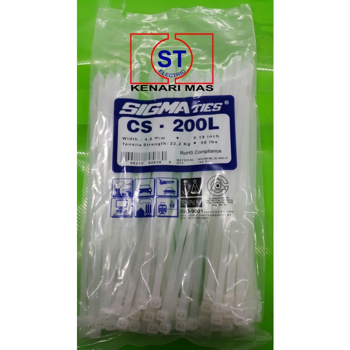 

Terlaris Kabel Ties / Kabel Tis / Cable Tie Cs 200 L Putih 20 Cm Sigma