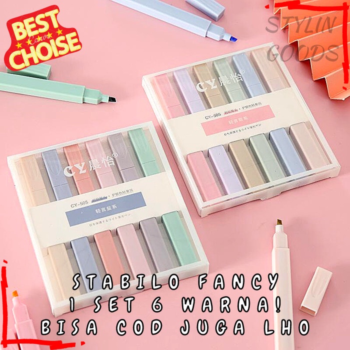 

Bestseller Setabilo Marker Highlighter Fancy Mewah Warna Pastel 1 Set Isi 6