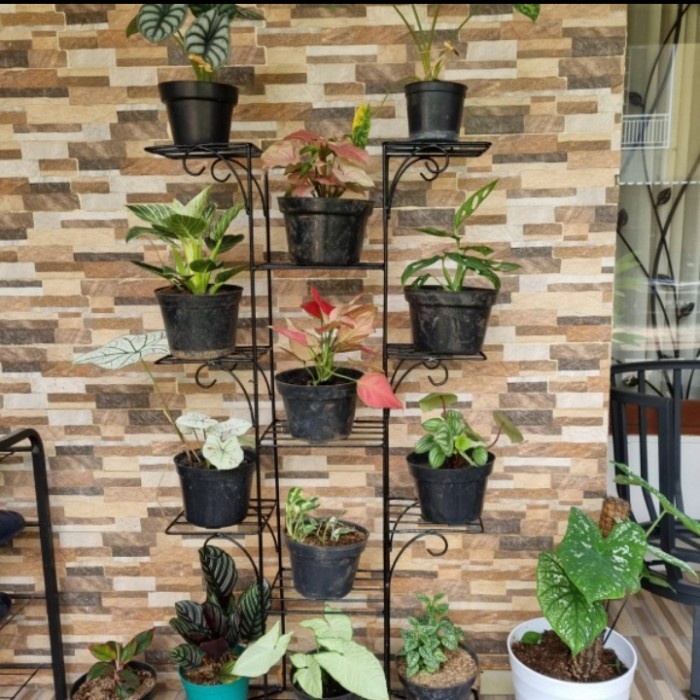 FLASH SALE RAK BUNGA BESI SUSUN BERTINGKAT/STANDING RAK POT BESI 12 SUSUN TERMURAH