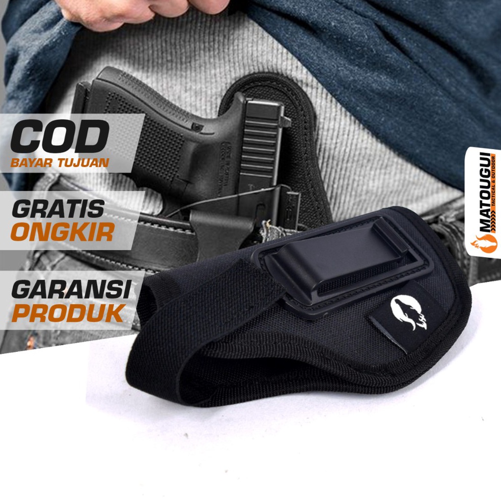 F⚡ASH [COD] Holster Pistol Pinggang/ Sarung Airsoft Bahan Kain Cordura - Hitam Hol Asli / ori(sinal)