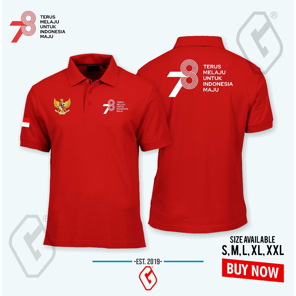 K7Z POLO SHIRT KEMERDEKAAN INDONESIA HUT KE 78 / BAJU KERAH HUT RI KE 78 INDONESIA GQX