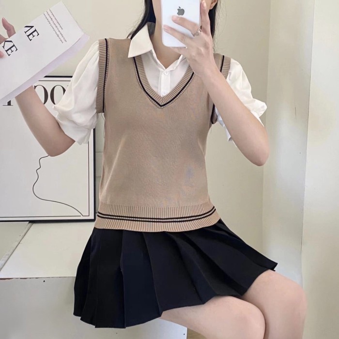 TERMURAH CASSIC TOP BLOUSE SEKOLAH KOREA SERAGAM KOREAN STYLE WANITA UNIFORM /SERAGAM SEKOLAH/KEMEJA