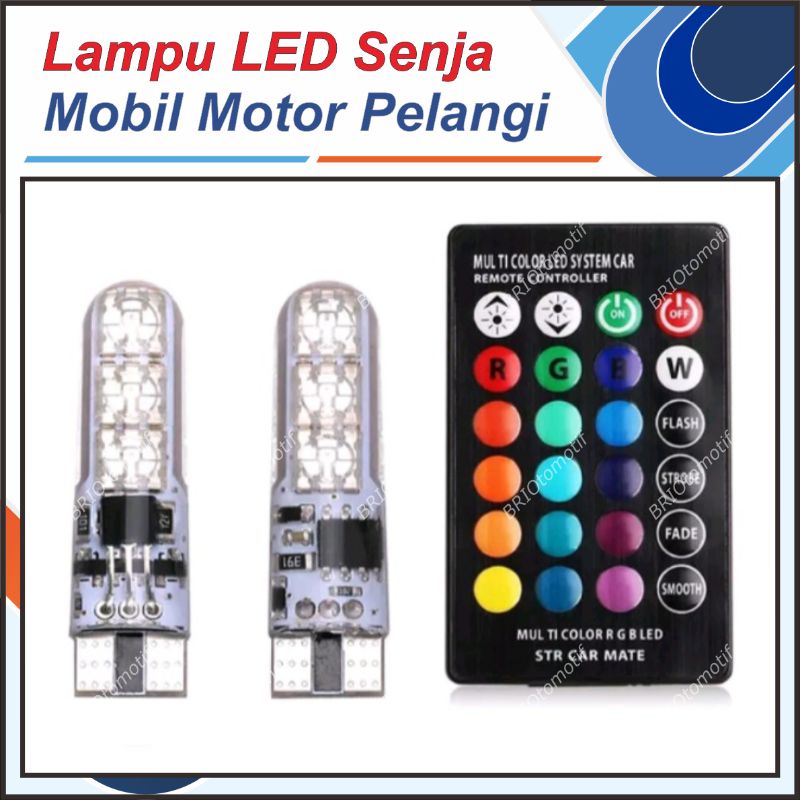 LAMPU KOTA SENJA RGB REMOTE PELANGI WARNA WARNI T10 LED 16 WARNA PLAT NOMOR KABIN MOTOR MOBIL VARIO 