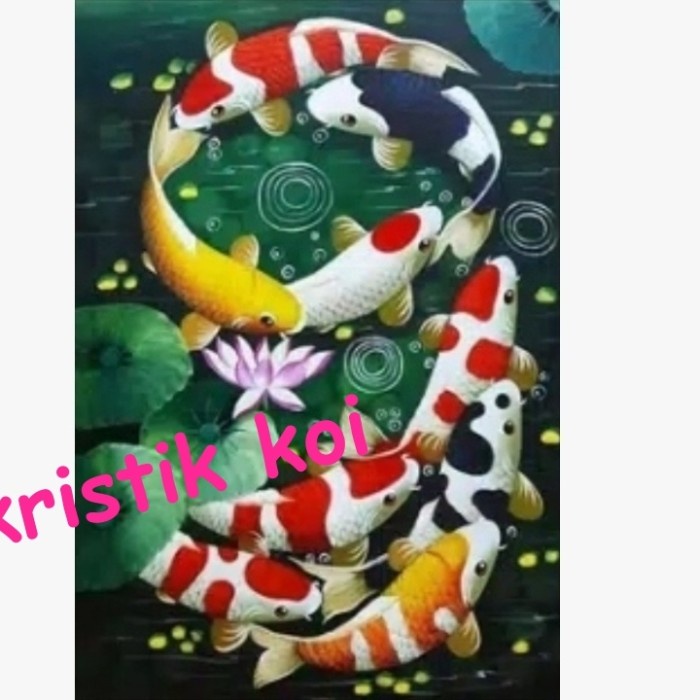 Terlaris Painting Paket Kristik Ikan Koi 9 Green Background