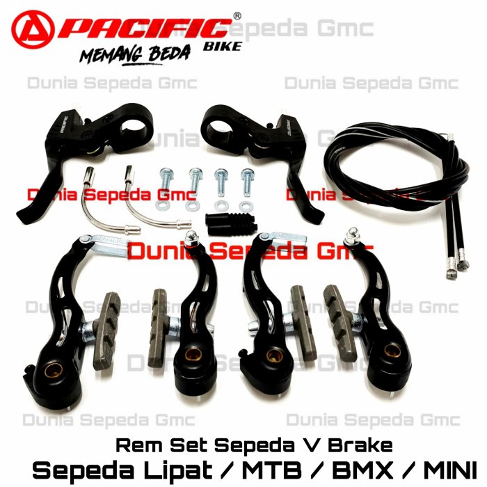 Rem V Brake Sepeda Lipat Mtb Bmx 1 Set Depan Belakang Handle Tali Rem