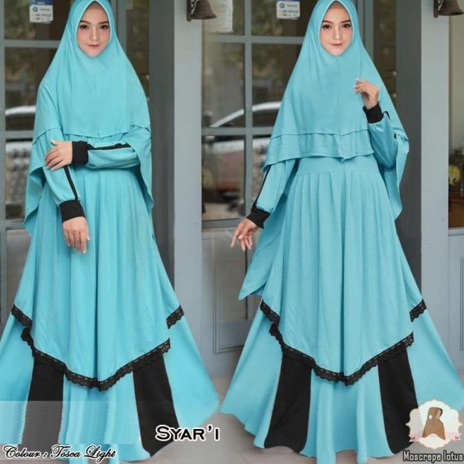 6906 gamis dress syari tosca light baju pesta muslimah anggun cantik