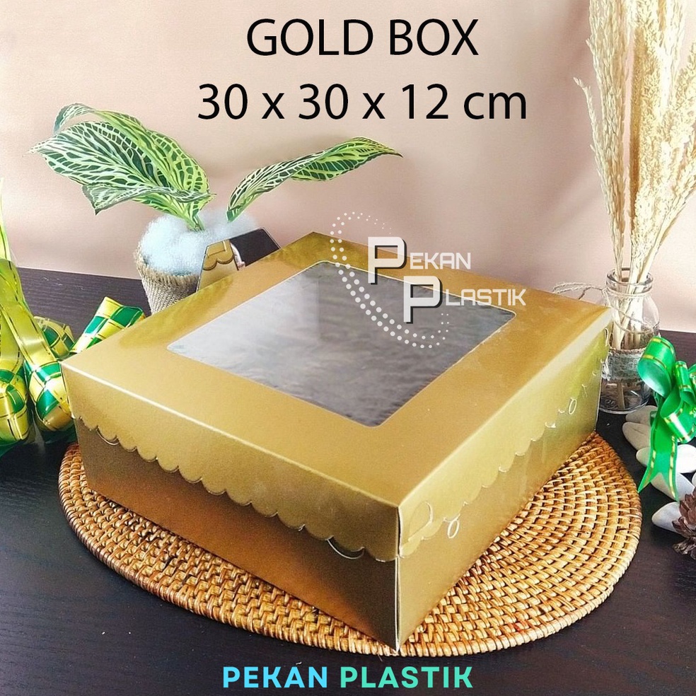 

Terbatas 5 pcs Dus Box Gold Emas + Tutup mika bening (30x30) DCY