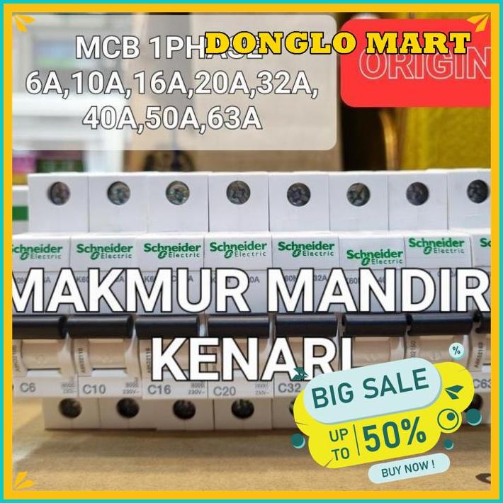 MCB SCHNEIDER 1P 6A 10A 16A 20A 32A 40A 50A 63A / MCB 1PHASE SCHNEIDER TERBAIK 