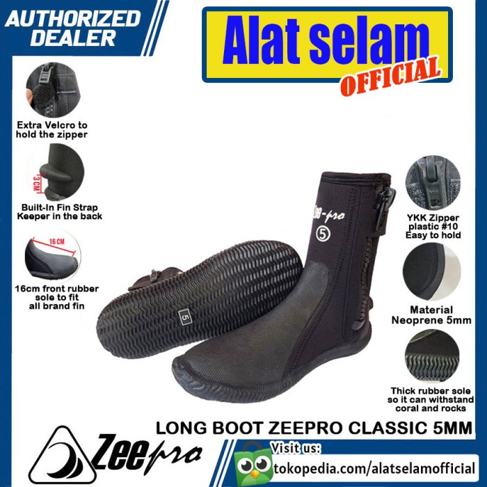 Long Boot Diving Zeepro Classic Booties 5mm Sepatu Karang Selam Scuba