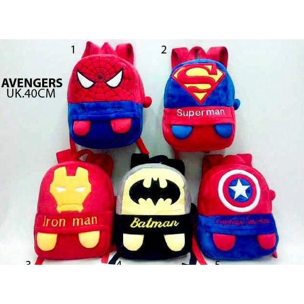 ransel tangan besar boneka avengers spiderman batman ironman superman