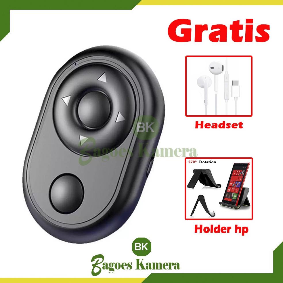 Terbaik Remote Bluetooth Kamera Hp Nvn-Br1 Bonus Holder Hp Dan Headset Earphone Handsfree Remote Blu