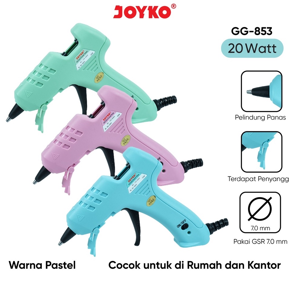 

Ready Stock NF7S7 Glue Gun Lem Tembak Joyko GG-853 20 Watt Pastel Color T65 ➝Harga Promo