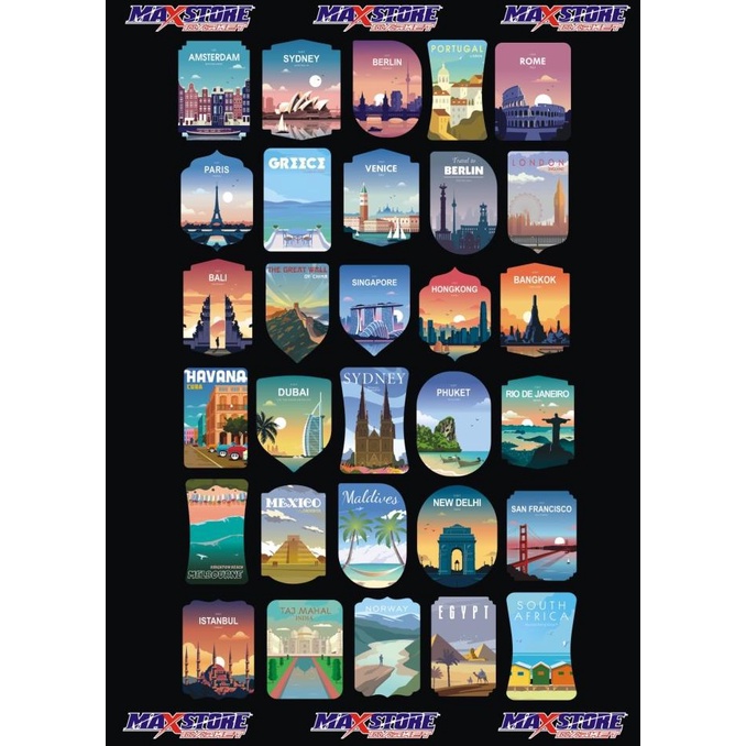 

8.8 World Travel Sticker / Sticker Pack Travel / Sticker Koper Negara
