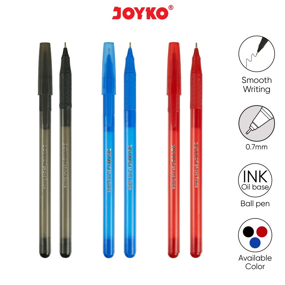 

Di⚡kon !! Ball Pen Pulpen Pena Joyko BP-248 Suma 0.7 mm 1 Box 12 Pcs
