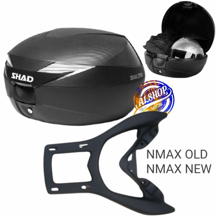 Paketan Box Shad Sh39 Sh 39 Carbon + Breket Box Nmax 155 New Nmax Old
