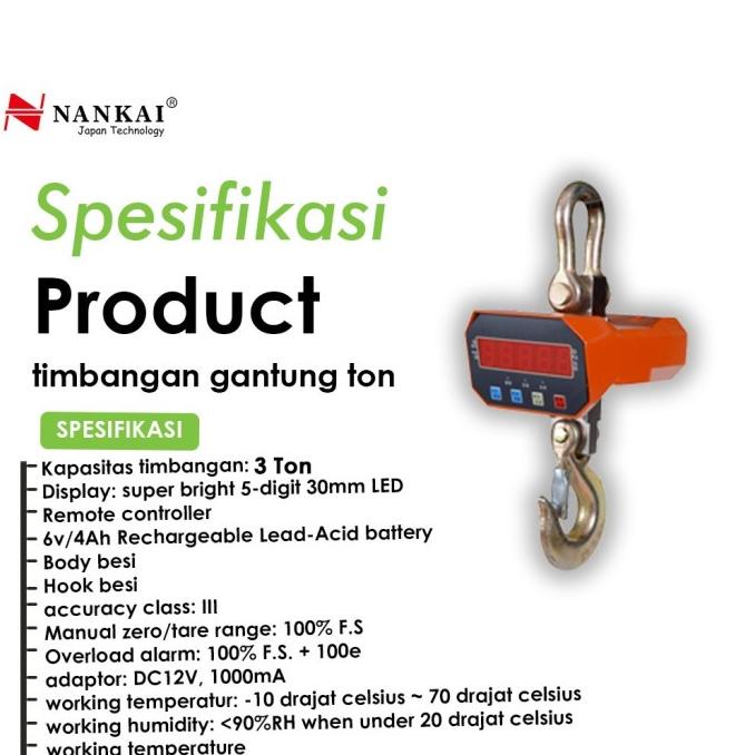 Nankai Timbangan Gantung Digital 3 Ton