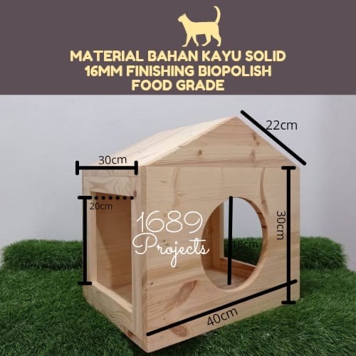 TERLARIS Kandang kucing kayu rumah kucing kayu cat house cat condo playground