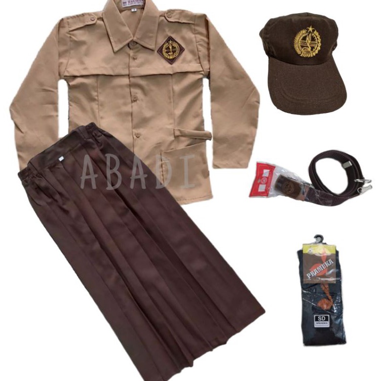 ↔Model Baru✵ MLVTV setelan seragam pramuka perempuan sd panjang gratis topi R45 ↕Diskon