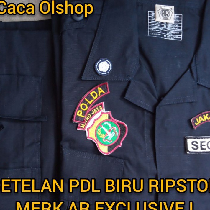 12.12 1 STEL SERAGAM SETELAN BAJU PDL MERK AR EXCLUSIVE BIRU HITAM SATPAM DONGKER NAVY SECURITY BRIM