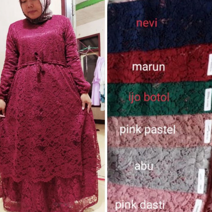 Model Terkini➭ ZI6UI Gamis Malaysia brukat tulang Q82 Terkini