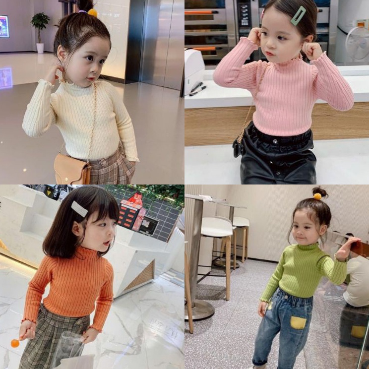 ✦Ready➠ V9NDO Sweater Rajut Anak Perempuan Lengan Panjang Baju Anak Gaya Korea usia 3-6 Tahun Girls 