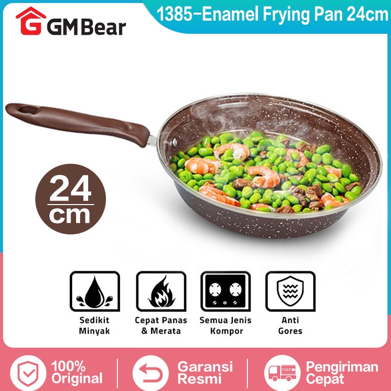 PALING DICARI. GM Bear Wajan Penggorengan Enamel 1385  - Frypan Enamel