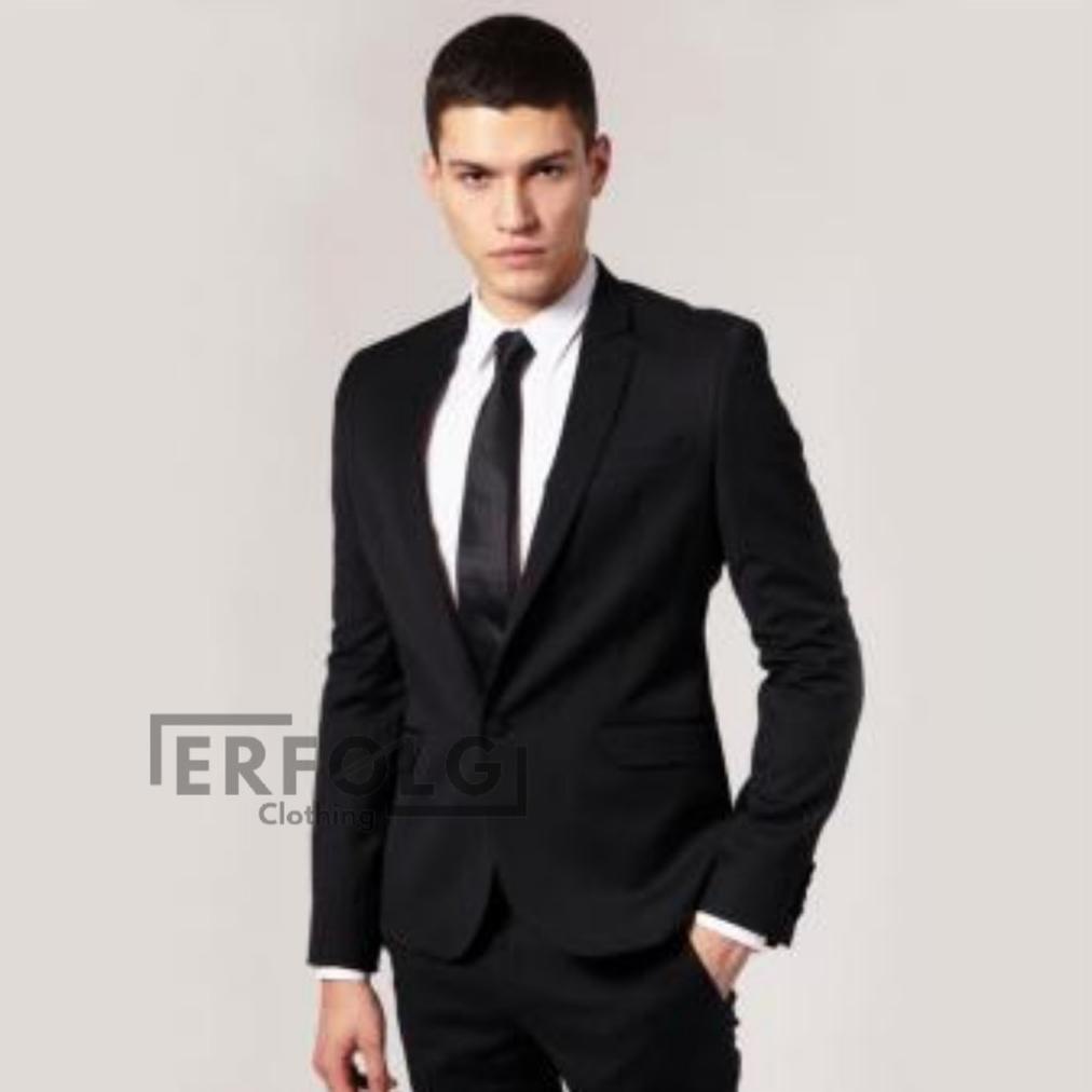 New Blazer Hitam Semi Jas Pria Formal Elegan Slimfit Seragam Pondok Pesantren Santri Polos Mahasiswa