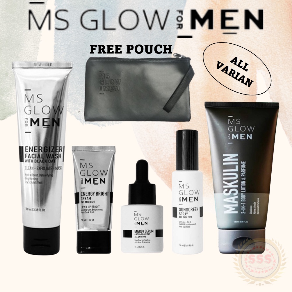 [CODE	BARANG	142SGS] MS GLOW FOR MEN Skincare Pria Paket Perawatan Wajah Original MS GLOW BPOM Harga