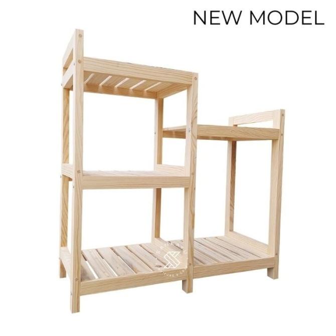 Rak Rice Cooker Rak Dispenser Galon Rak Serbaguna Rak Kayu Jati Qierenahaisu