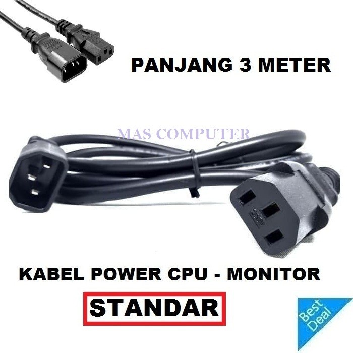 Kabel power cpu to monitor 3 meter 250 volt kabel cpu mele to fimele