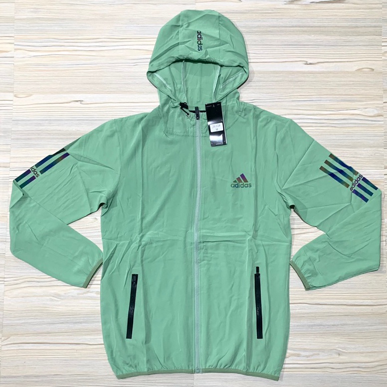 Murah Lebaran JAKET MICRO PARASUT ADIDAS IMPORT PREMIUM OLAHRAGA RUNNING PRIA MAN HOODIE KUPLUK TOPI