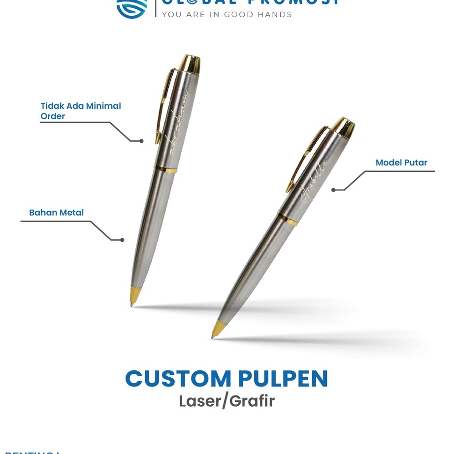 

气 C 4466 Custom Pulpen / Pena Promosi Metal Putar Parker Cetak Laser Grafir Free Ongkir ×