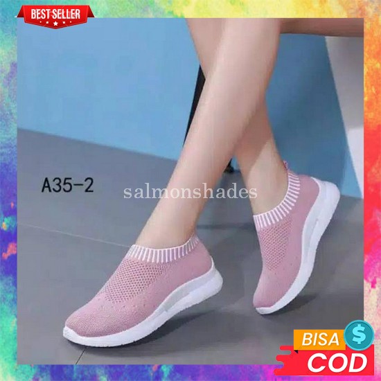 Pvn Fashion Gaya Kekinian Sepatu Slip On Tanpa Tali Casual Wanita Cewek Dewasa Original Ori Hitam Pu