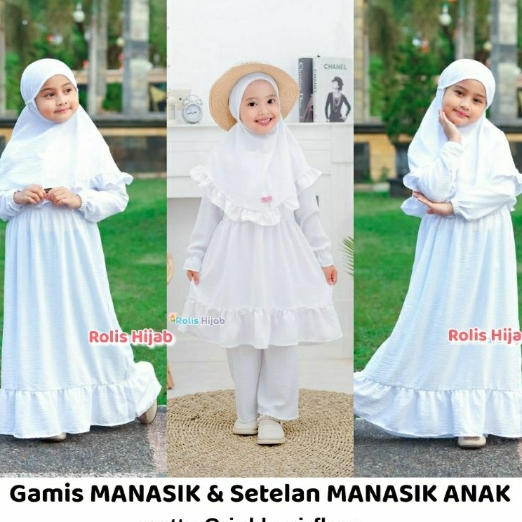 ☈Murah☆ 6FPUL Gamis Putih gamis manasik Anak gamis anak perempuan stelan anak gamis harian gamis mus
