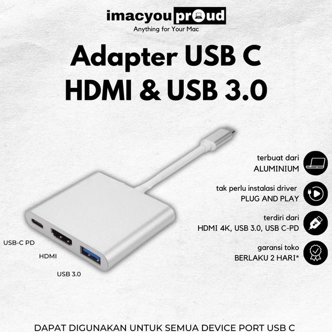 Adapter USB Type C to HDMI Multi Port USB 3.0 for Macbook Air Pro M1