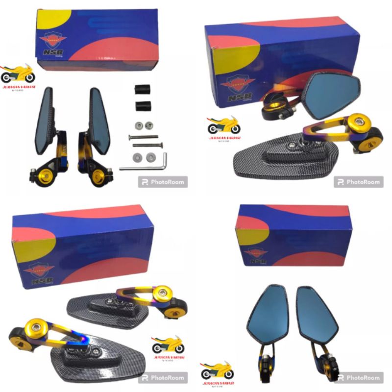 Spion Jalu Oval Daun Carbon 2tone Tangkai Besi Satu Set Kanan Kiri PNP Nmax Pcx Beat Fi Vixion Cb Ni