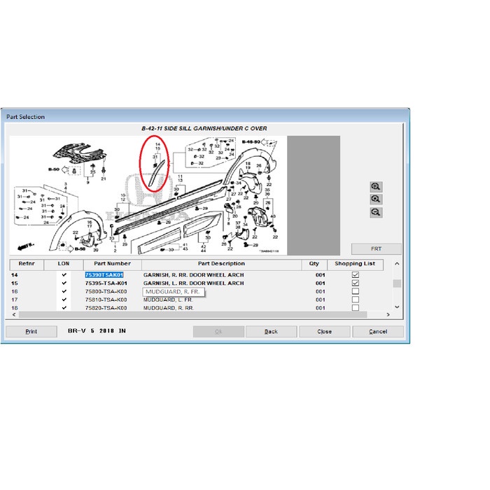 Garnish Spoiler Pintu Belakang BRV 2016-2020 Genuine