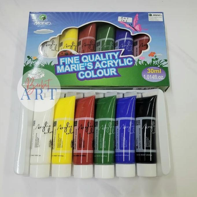 

Acrylic Colour Maries Set 6 Warna X 30Ml