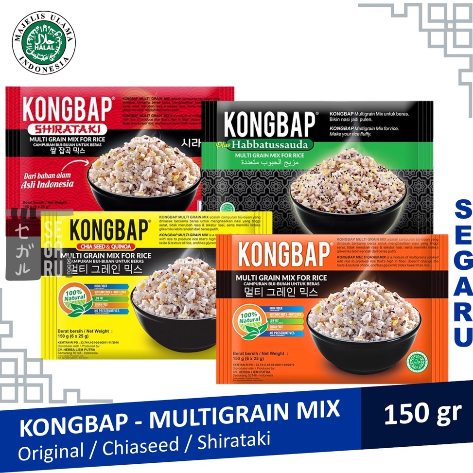 

Dijamin Ori>/ Kongbap Multigrain Mix | Beras Sehat Korea Halal 150 gr (6pcs x 25gr)