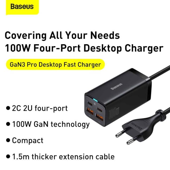 Baseus GaN3 Pro Desktop Fast Charger 2U + 2C 100W EU