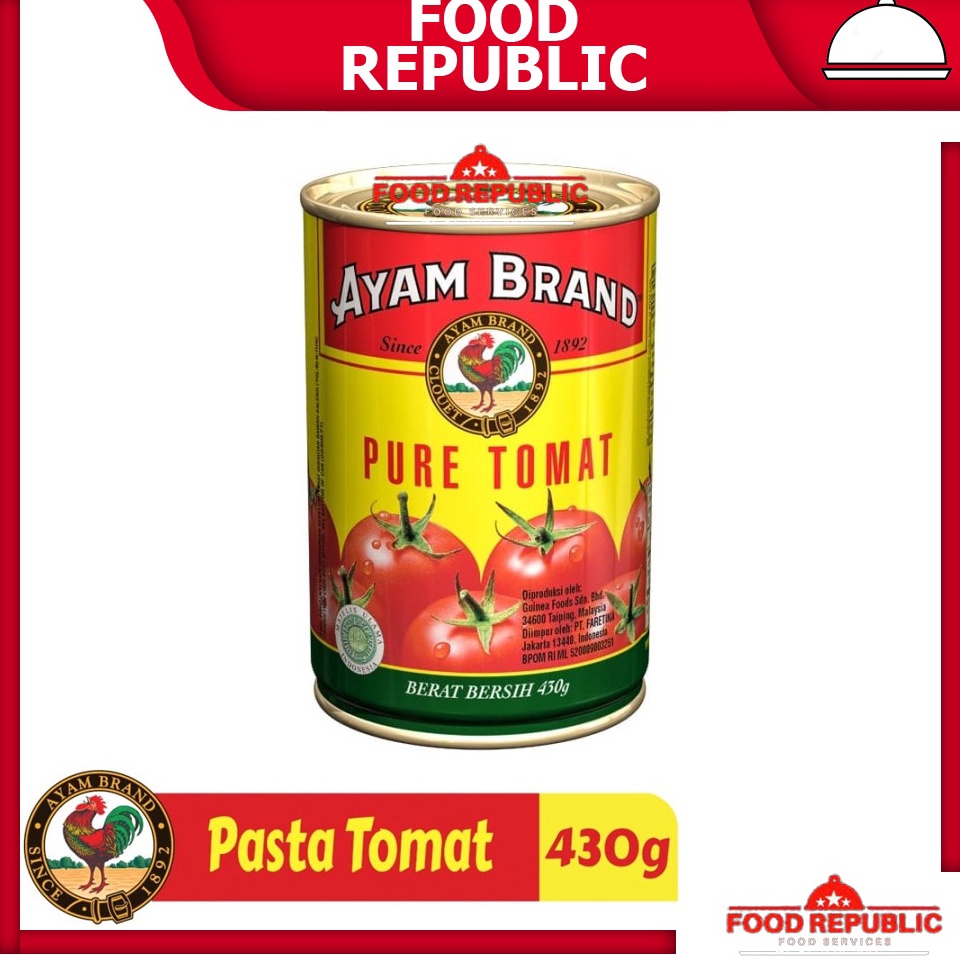 

codeEe3E8 AYAM BRAND TOMATO PUREE 430 GR PASTA TOMAT KALENG HALAL NO MSG TANPA PENGAWET