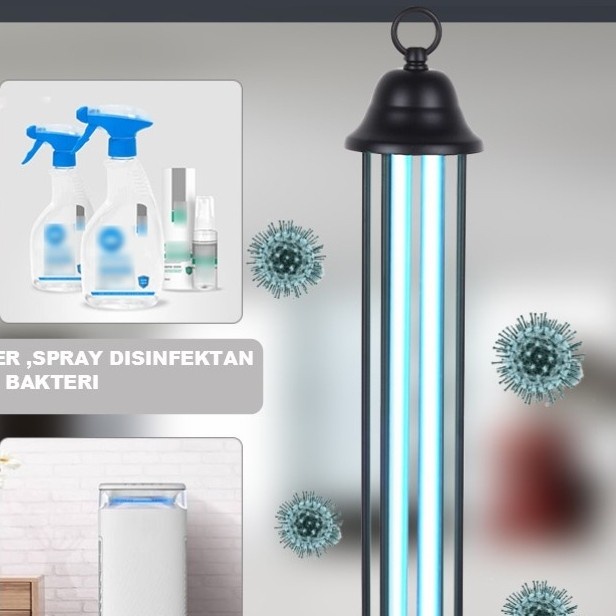 Lampu UV Sterilizer Ruangan Ultraviolet 38 Watt Remote