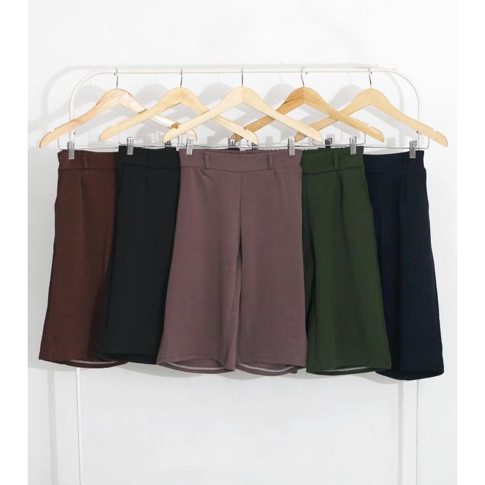 CELANA KULOT PENDEK WANITA CULLOTE JEANS 3/4 PINGGANG KARET SCUBA ALL