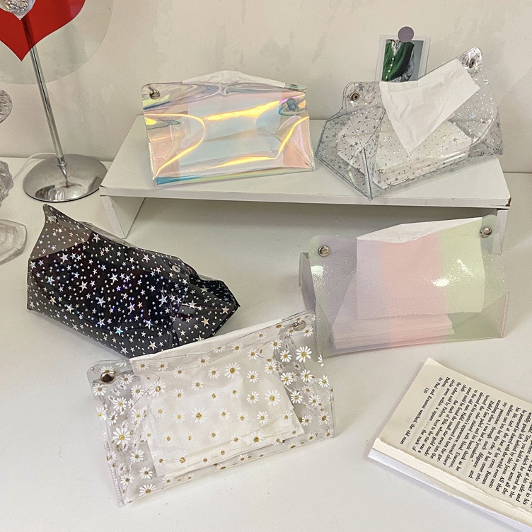 ↑ TULIP Tissue Pouch Transparant / Tempat Tisu Transparan / Kotak Tisu Bening / Wadah Tissue Aesthet