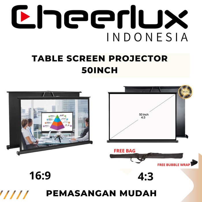 Best Seller Layar Proyektor Lipat 50 Inch Table Screen Projector 50" Portable