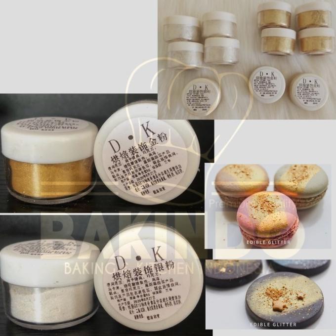 

Terbaru Bakindo Edible Glitter Gold Silver [Aman Dikonsumsi] Kemasan 5Gram